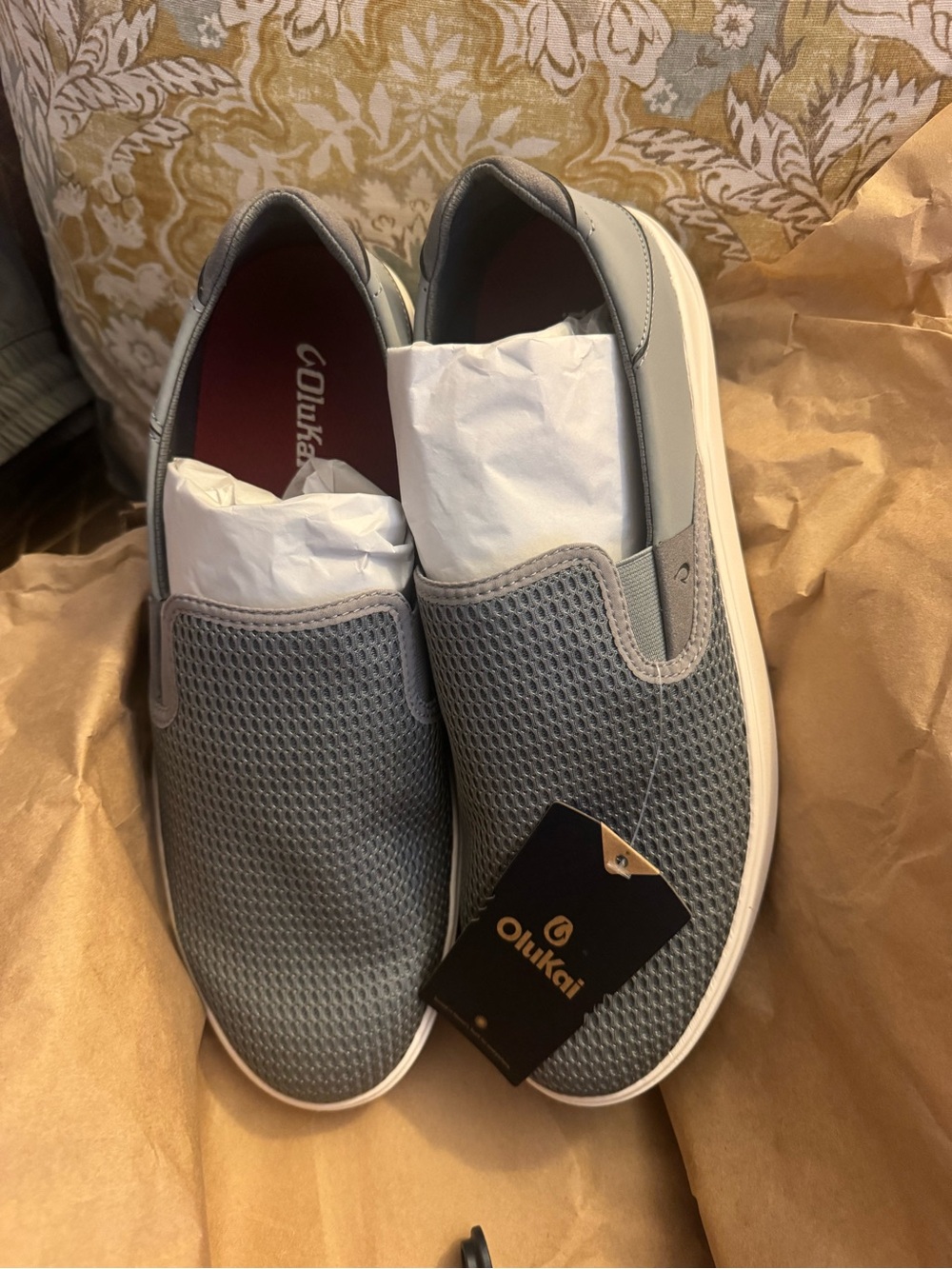 OluKai Men's Grey Mesh Slip-On Loafers NWT size 13